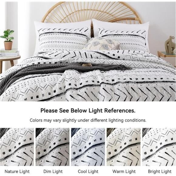 Quilt Boho Bedding Set Queen Size – Lightweight Geometric Bedspread - Picture 5 of 8